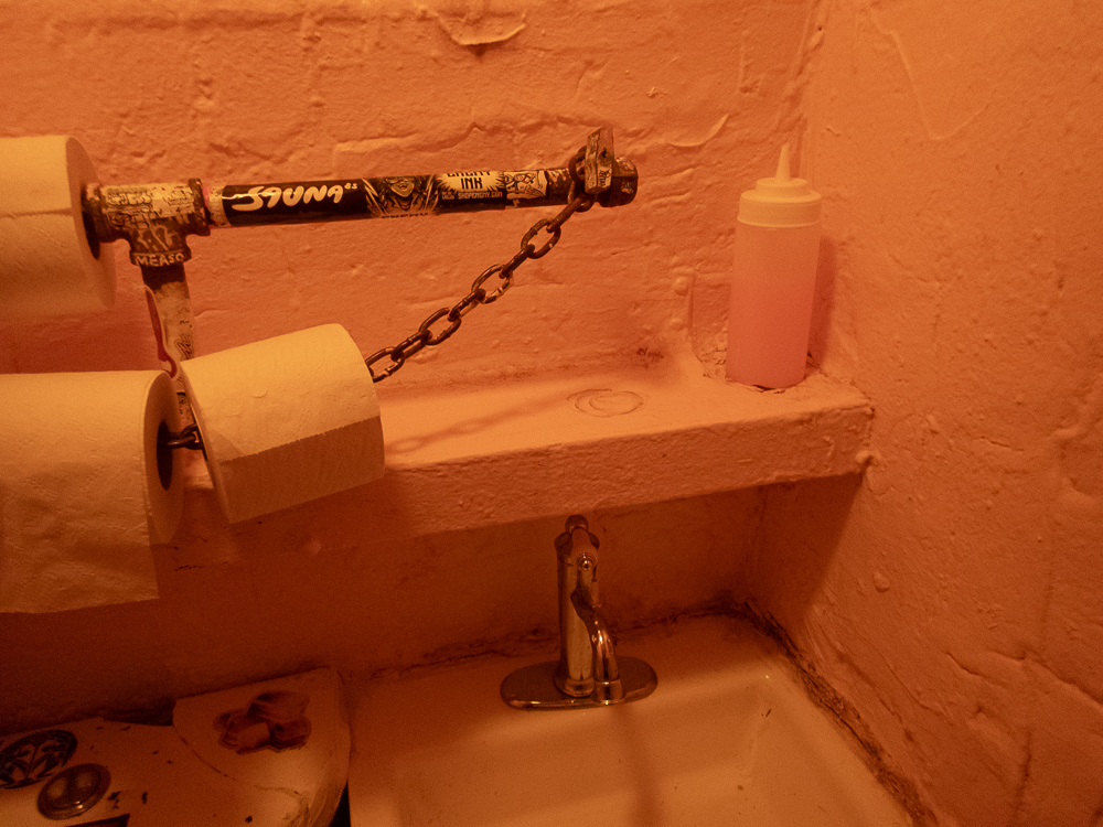 A bathroom at 169 Bar