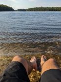 Soaking my feet in Lake Ashley