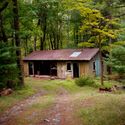 A disused tin cabin