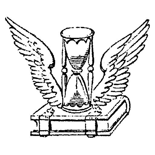 tempus fugit (a winged hourglass upon a book)