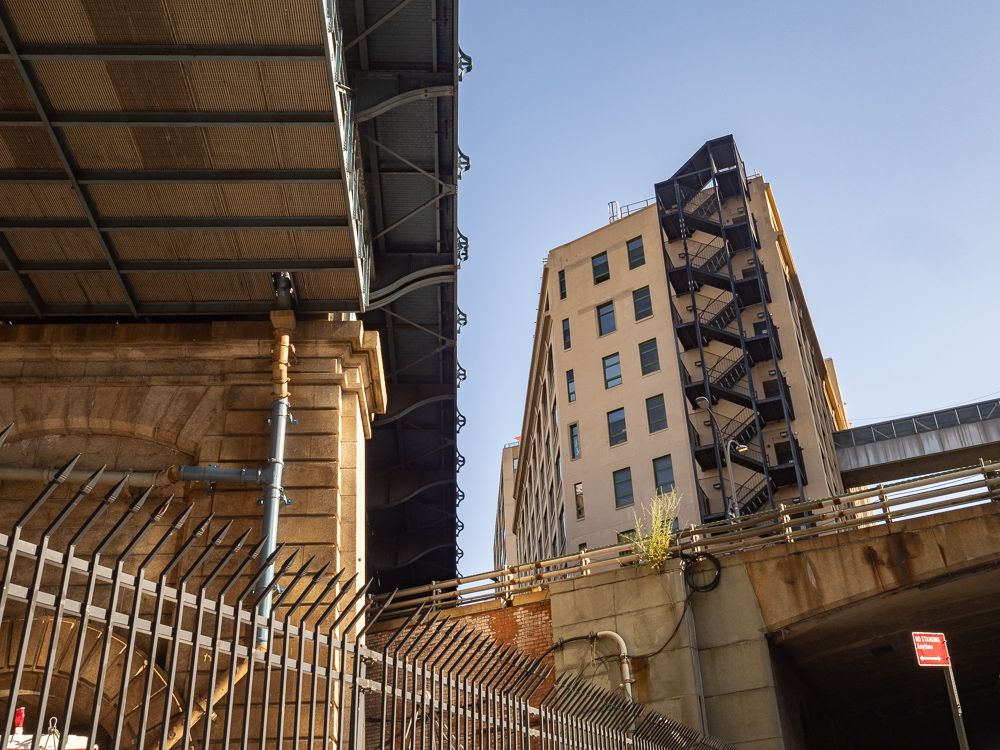 the Manhattan Bridge, the BQE, and a building