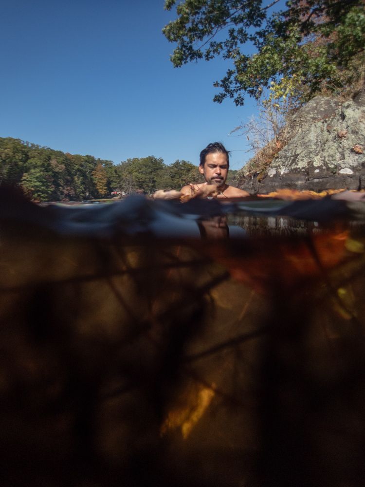 Michael's picture of me in the brackish lake water