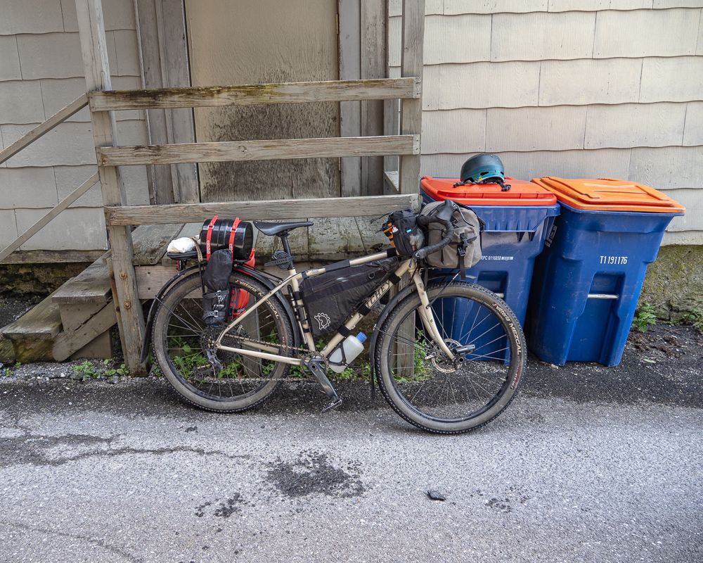 Bike behind the coffee shop in Millerton.